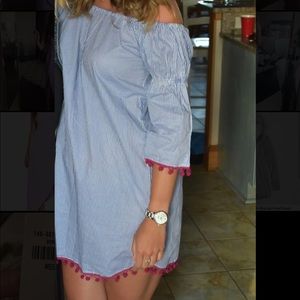 Rebellion- striped Pom Pom dress